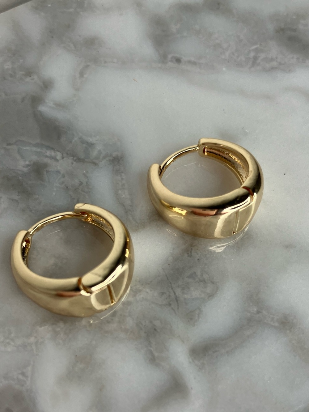 14K Gold Plated Huggie Hoop Earrings 12mm Minimalist Everyday Gold Hoops